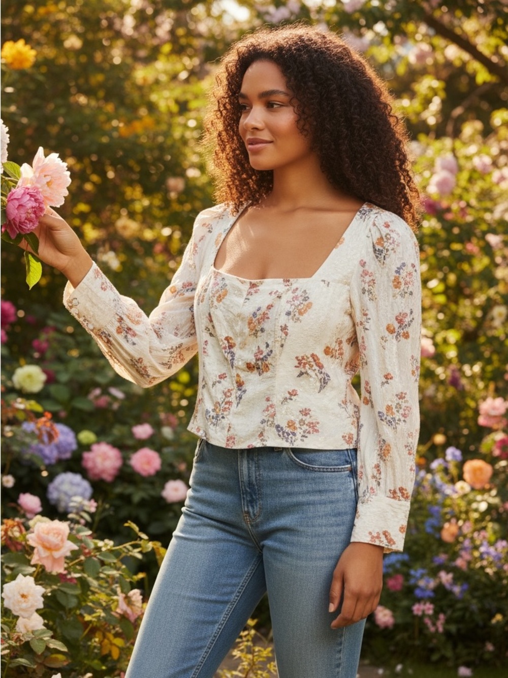 Rachel Zoe Floral Cream Blouse